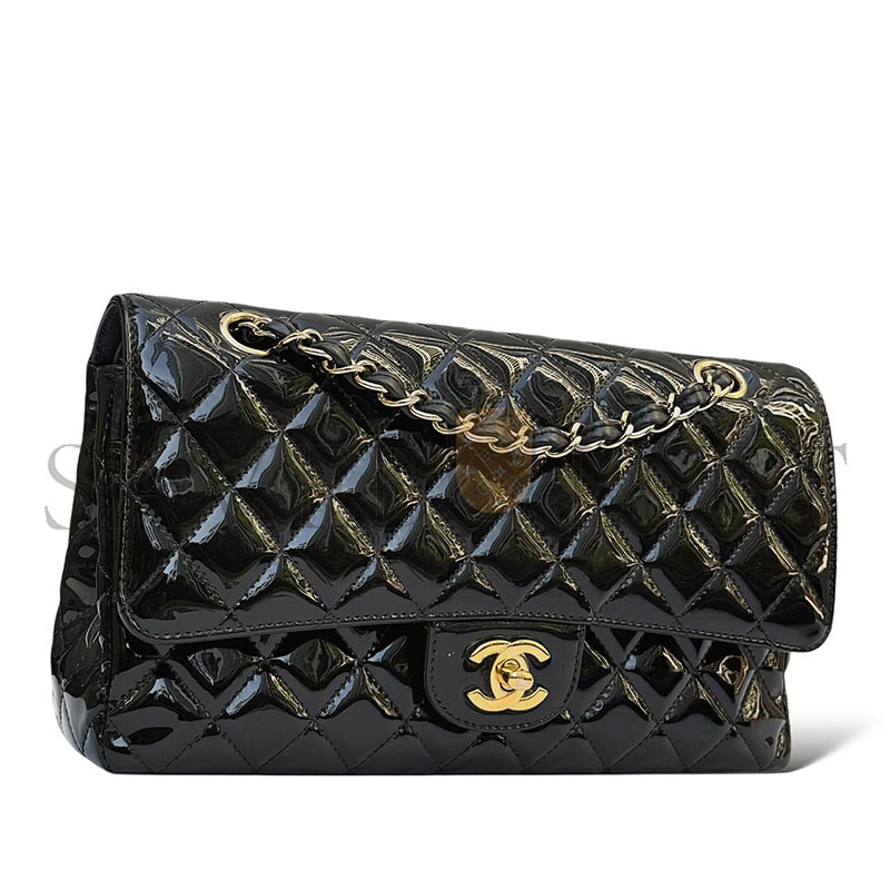 Ch**el master patent shiny black medium classic flap bag (25*15*7cm)